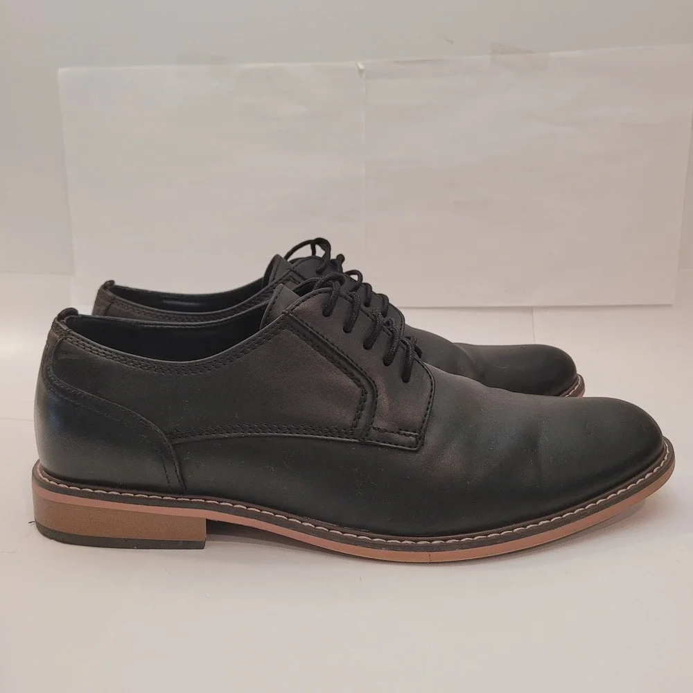 Madden Derby Shoes Men Black Lace Up‎ Plain Toe Ortholite 11W Wide Width